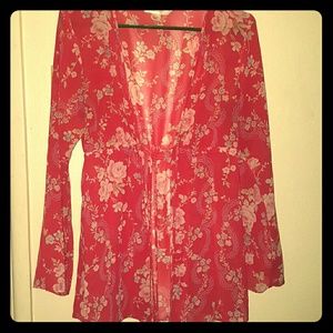 Victoria's Secret Sheer Floral Pink Top